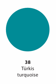 Türkisfarbener Kreis mit der Nummer 38 in einer Produktabbildung.