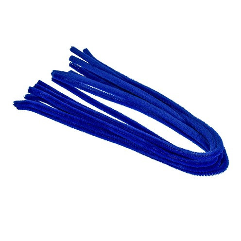 Mittelblaue Pfeifenputzer, 10 Stück, auf weißem Hintergrund.